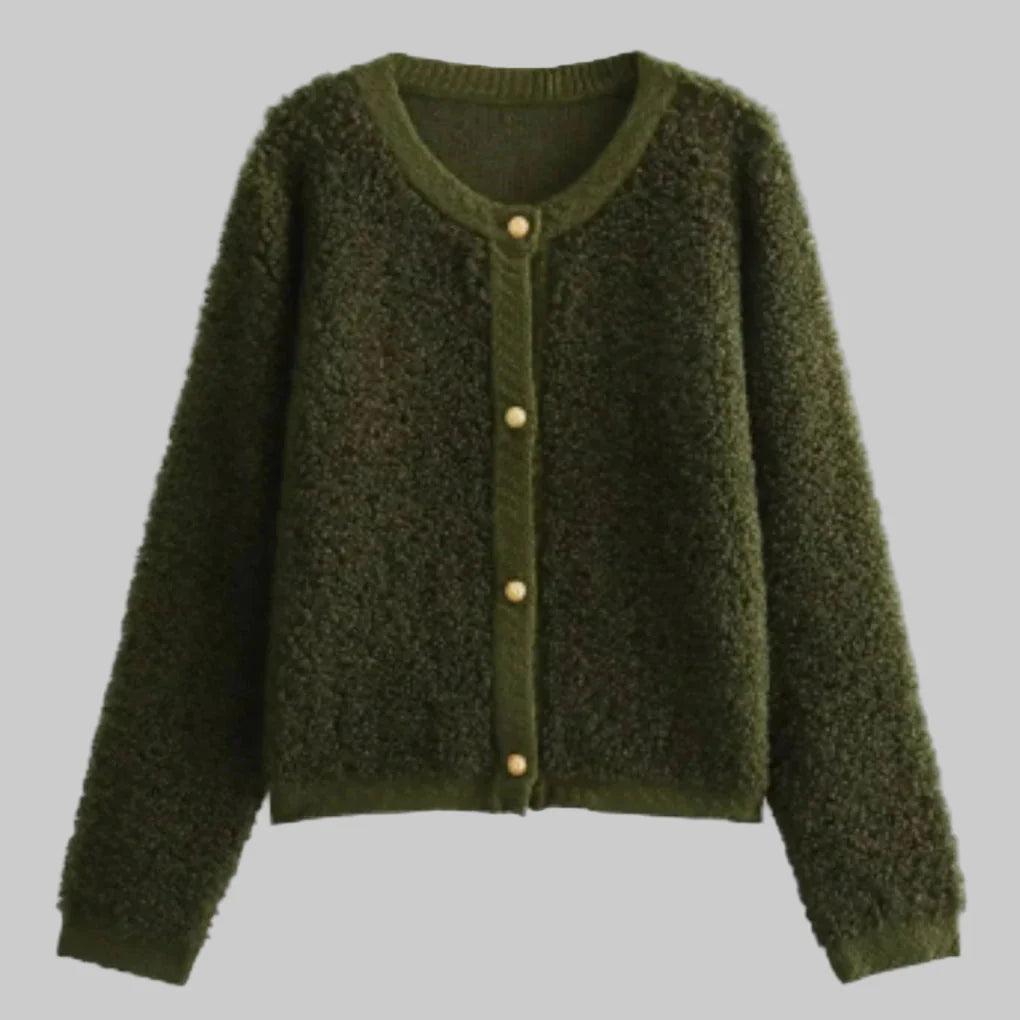 Cardigan de Botón para Mujeres – Capa Suave con Textura de Declaración