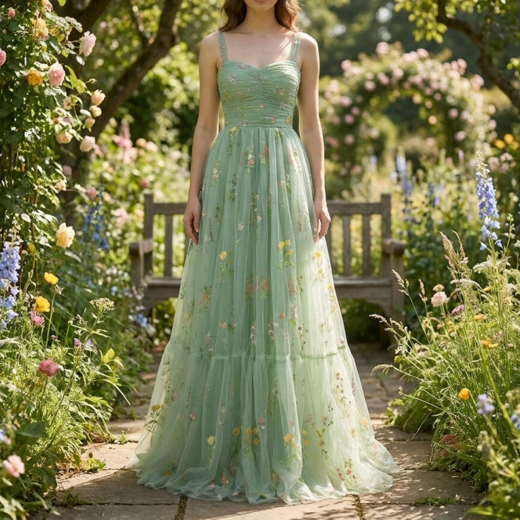 Vestido de Bola de Tul Bordado
