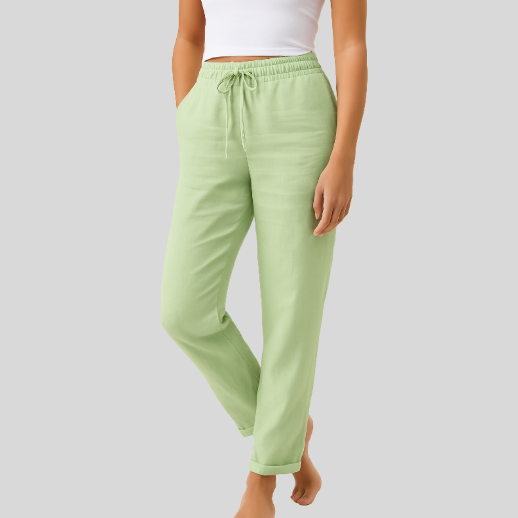 Pantalones de Mezcla de Lino Elegancia Sin Esfuerzo para Mujeres