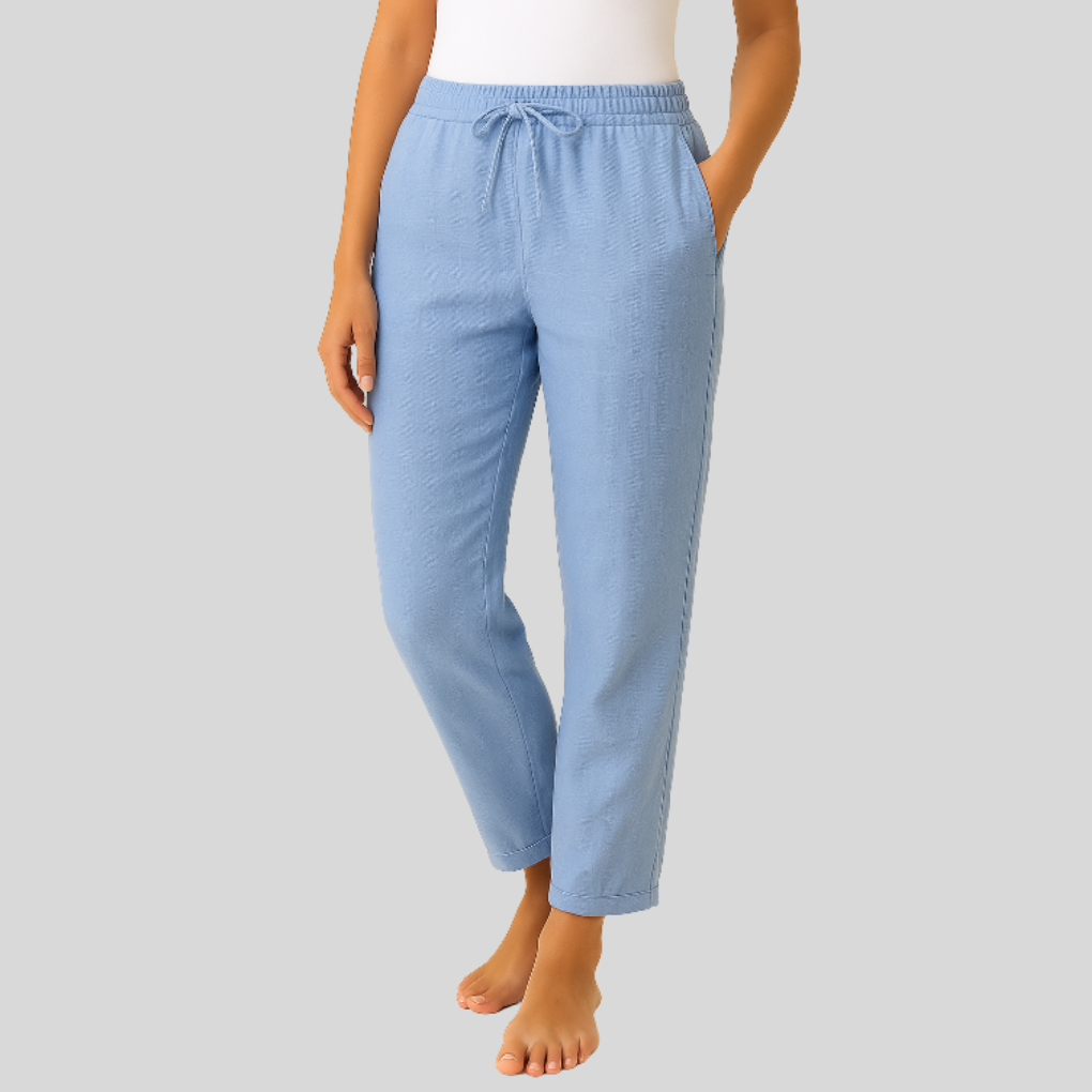 Pantalones de Mezcla de Lino Elegancia Sin Esfuerzo para Mujeres