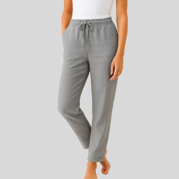 Pantalones de Mezcla de Lino Elegancia Sin Esfuerzo para Mujeres