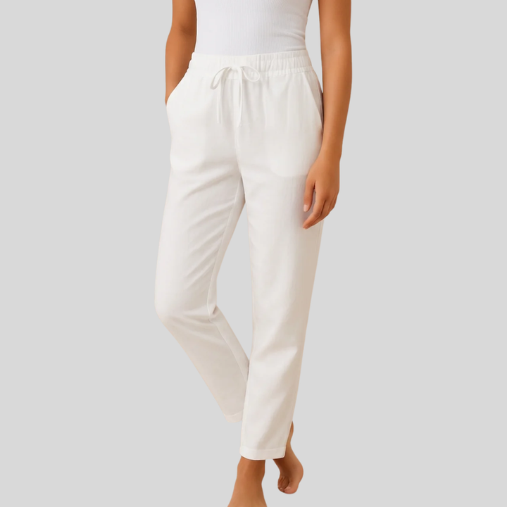 Pantalones de Mezcla de Lino Elegancia Sin Esfuerzo para Mujeres