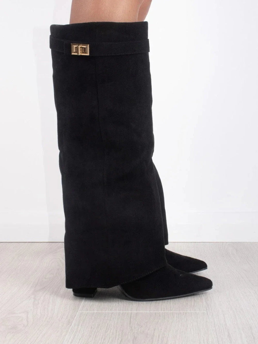 Botas de ante hasta la rodilla con tacón