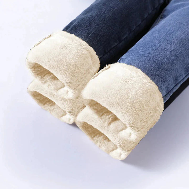 Jeans de Cintura Alta para Mujer Forrados para Días Fríos